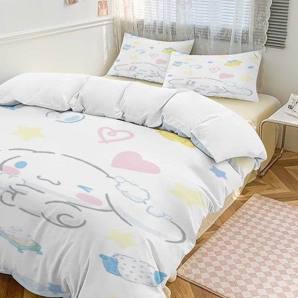 Sanrio Quilt Set Thicken Soft 3 Pieces Bedding Set All Season Duvet Cove with 2 Pillowcases for Adult Women Girls Teens Home Room Decor