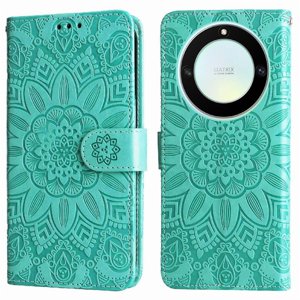 Funda Tipo Cartera Foxdock Para Honor X40 , Diseño Girasol En Relieve, Cuero Pu, Cierre Magnético, Soporte Y Tarjetero