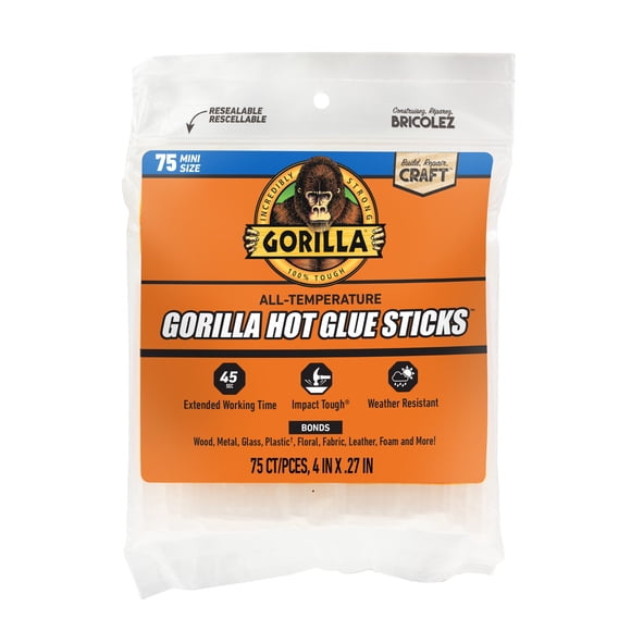 Barras Pegamento Gorilla Glue Mini 4" 75 Unid Dual Temp