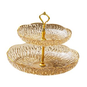 Bothyi - Bandeja De Placa De Fruta Elegante Servicio Decorativo Decorativo Para La Fiesta De Fiestas De Fiestas Boda 2 Niveles De Oro
