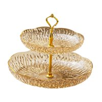 Bothyi - Bandeja De Placa De Fruta Elegante Servicio Decorativo Decorativo Para La Fiesta De Fiestas De Fiestas Boda 2 Niveles De Oro