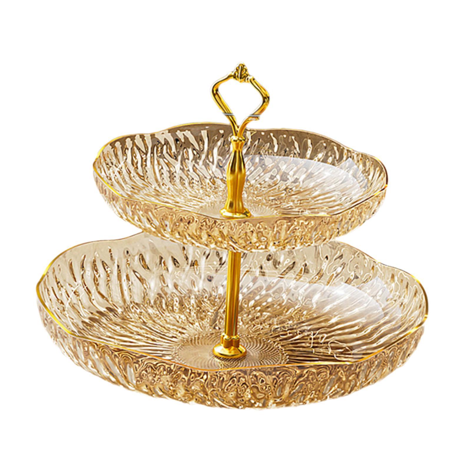 Bothyi - Bandeja De Placa De Fruta Elegante Servicio Decorativo Decorativo Para La Fiesta De Fiestas De Fiestas Boda 2 Niveles De Oro