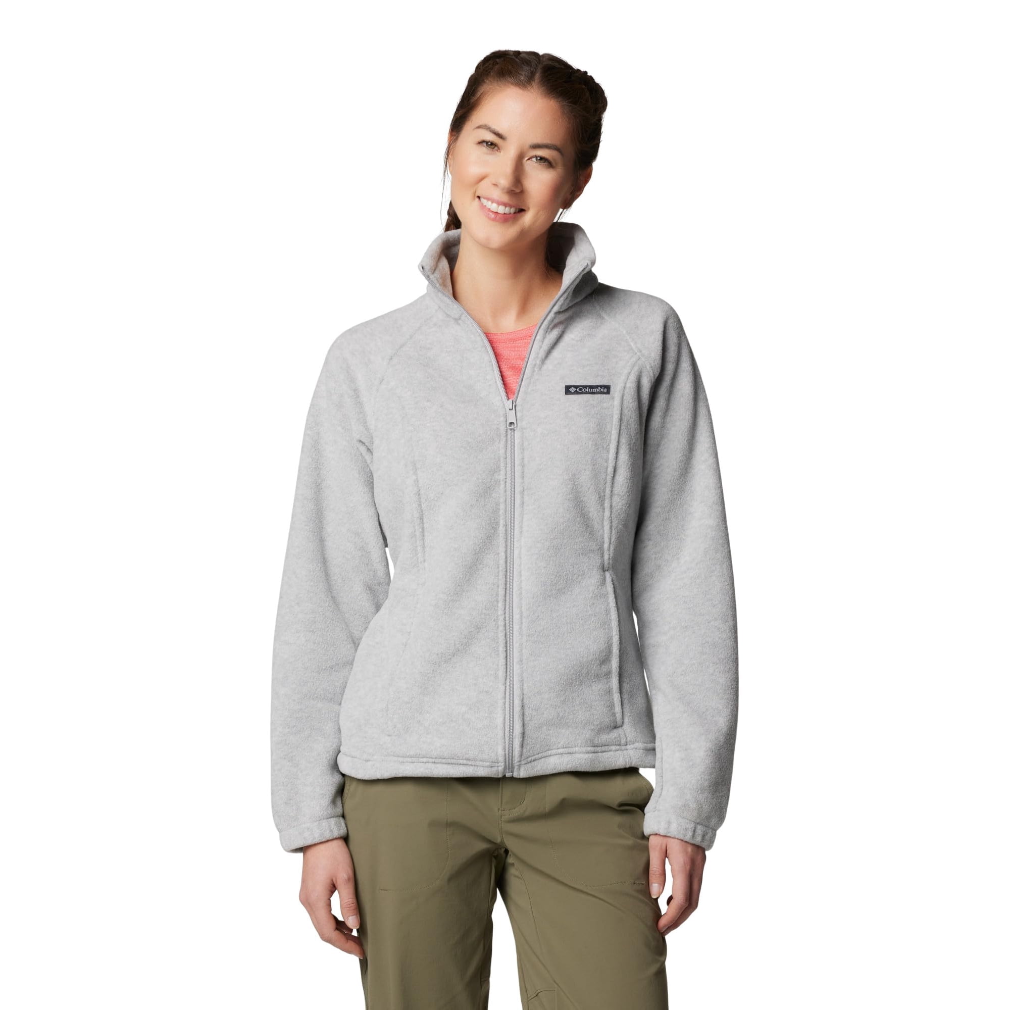 Chaqueta Columbia Benton Springs De Forro Polar Con Cierre Completo Para Mujer, Gris