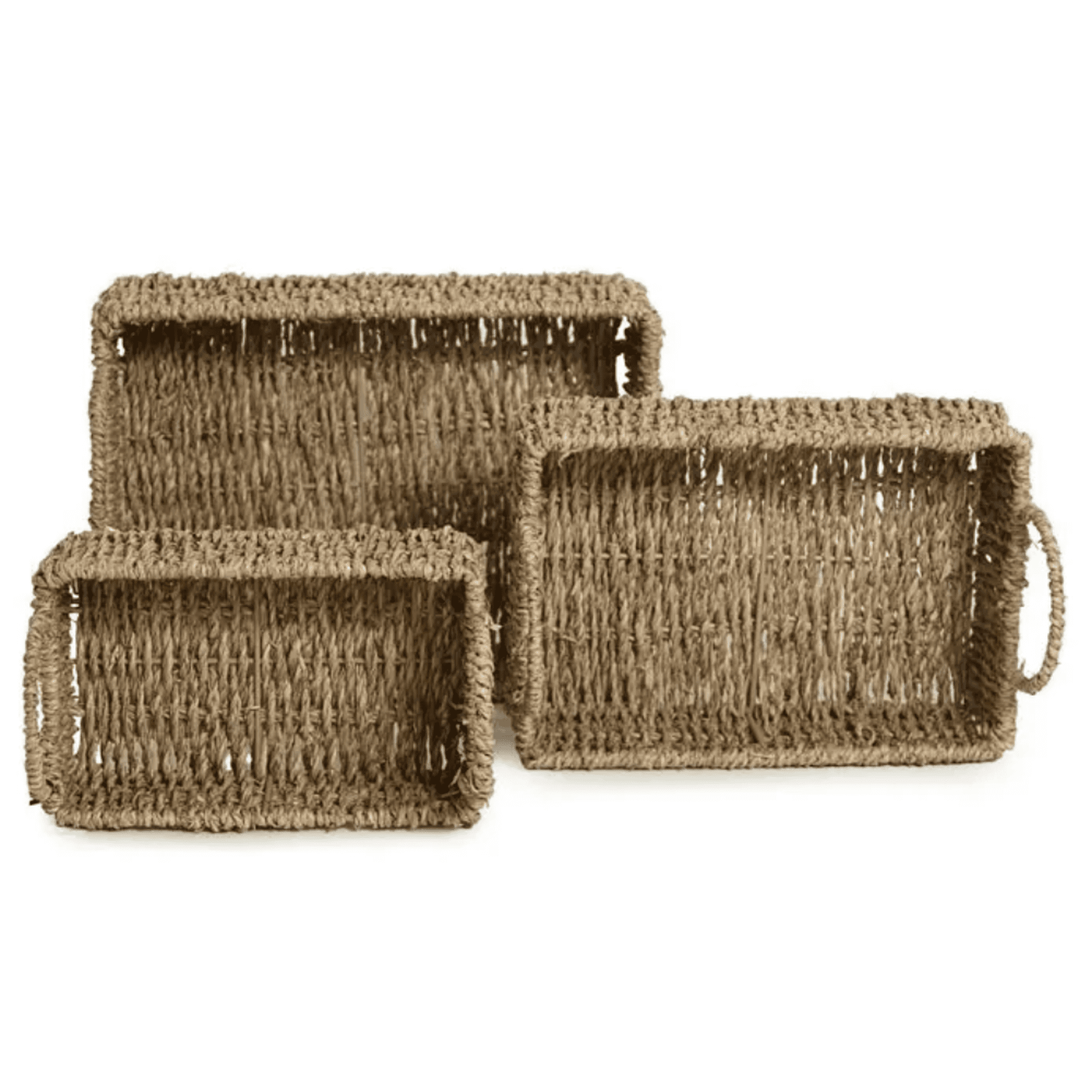 Canasto Organizador Belug Deco Adorno Set De 3 Fibras Naturales Marrón