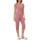 thumbnail image 2 of INSPIRE CHIC Conjunto de Pijama Capri para Mujer con Volantes, Manga Corta, Cuello en U, Pantalones Recortados, Ropa de Casa Refrescante de Verano, L Rosa, 2 of 6