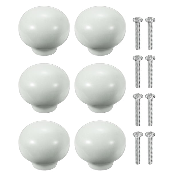 Uxcell 6 Pack Perillas de Gabinete de Cerámica, 1.3 Pulgadas Perilla Redonda de Cajón Tiradores de Tocador con Tornillos de Montaje Perillas Manijas de Muebles Modernos para Cocina Armario, Gris Claro
