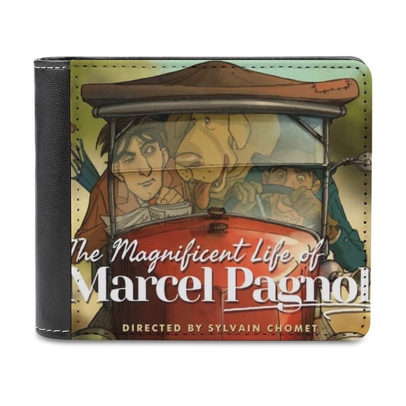 La Vida Magnífica de Marcel Pagnol Cartera de Cuero PU para Hombres, Tarjetero Bifold Delgado, Cartera Minimalista de Cuero Sintético Suave