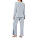 thumbnail image 3 of INSPIRE CHIC Conjunto de salón de punto acanalado para mujer con hombros descubiertos, pijama de 2 piezas de manga larga con pantalones de abertura lateral M Azul, 3 of 6