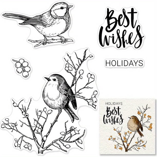 Merry Christmas Santa Photo Frame Clear Stamps For Card Making Decoration DIY Scrapbooking, Words Transparent Rubber Seal Stamps For Photo Card Album Crafting Supplies.