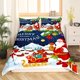 thumbnail image 1 of Xmas Bedding Sets Scandinavian Christmas Santa Gnomes Comforter Cover Snowing Santa Claus Bedding Sets for Kids Boys Girls Romantic Candlelight Quilt Cover 3 Pieces Queen Size, 1 of 5