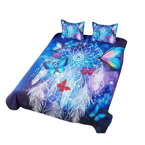 Cubrecama 2 plazas con Diseño Mariposa y mandala