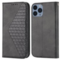 Funda Flip Foxdock Para Iphone 12 Pro Max , Estilo Billetera Con Diseño Rombo, Correa De Mano Y Soporte, Uso Diario