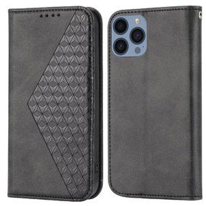 Funda Flip Foxdock Para Iphone 12 Pro Max , Estilo Billetera Con Diseño Rombo, Correa De Mano Y Soporte, Uso Diario