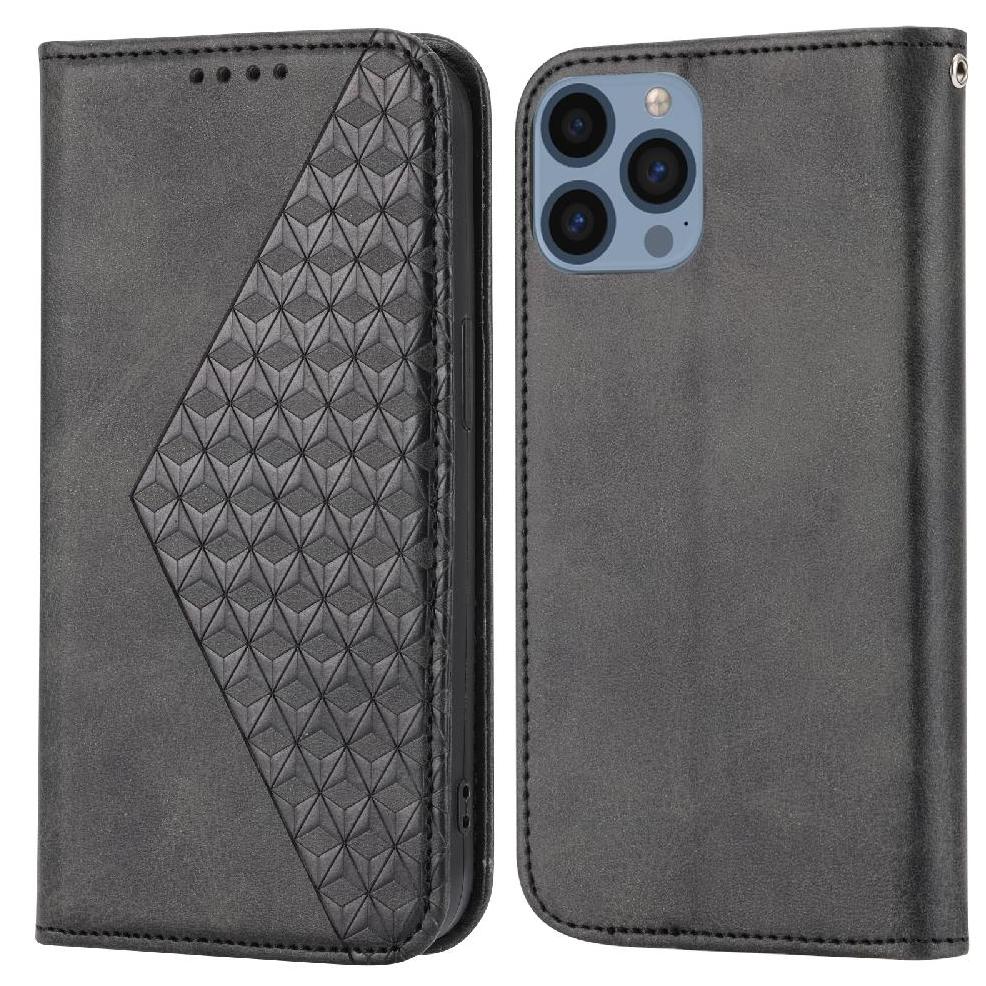 Funda Flip Foxdock Para Iphone 12 Pro Max , Estilo Billetera Con Diseño Rombo, Correa De Mano Y Soporte, Uso Diario