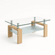 thumbnail image 1 of Mesa de centro para living rectangular de vidrio y madera, 1 of 7
