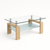 Klik Muebles - Mesa De Centro Para Living Rectangular De Vidrio Y Madera