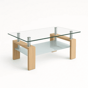 Klik Muebles - Mesa De Centro Para Living Rectangular De Vidrio Y Madera
