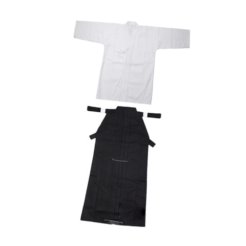 Ioensy - Conjunto De Uniforme De Kendo, Hakama De Kendo, Transpirable, Ninjas, Judo, Kimono Japonés, Hakama, 185 Cm, Blanco Y Negro