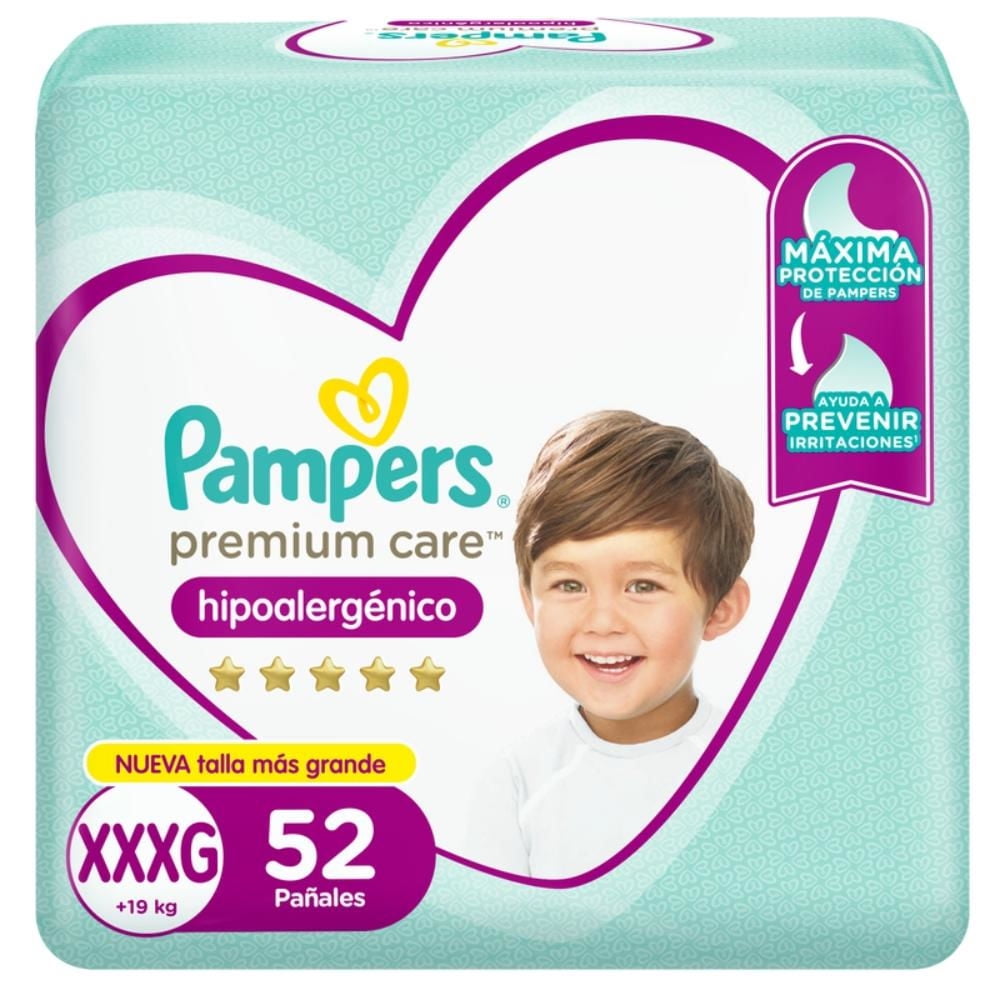 Pañales Desechables Premium Care Hipoalergénico Xxxg 52 Un 52 Un Pampers