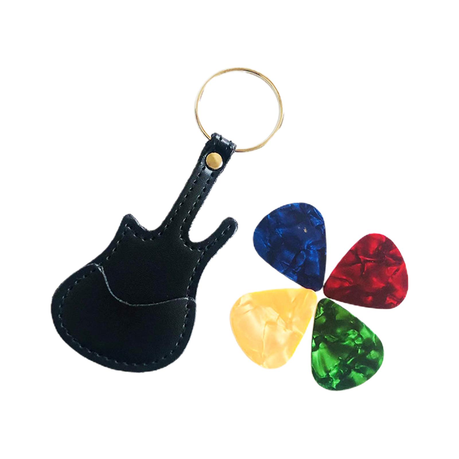 Magideal - Estuche De Almacenamiento De Púas De Guitarra De Cuero Pu Púas, Llavero De Soporte De Púas De Guitarra Para Guitarra Clásica Guitarra Eléctrica , Negro