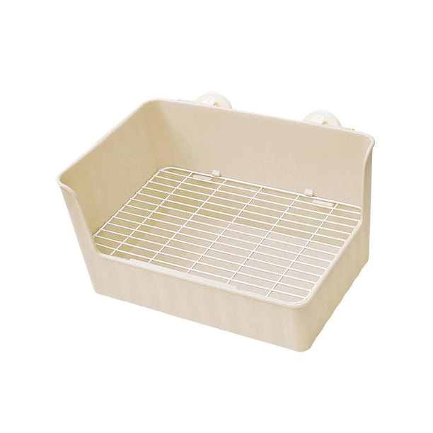Caja de arena para conejos, Caja de arena para mascotas, Arena para mascotas a prueba de salpicaduras con deflector alto, Caja de inodoro de malla par Marrón
