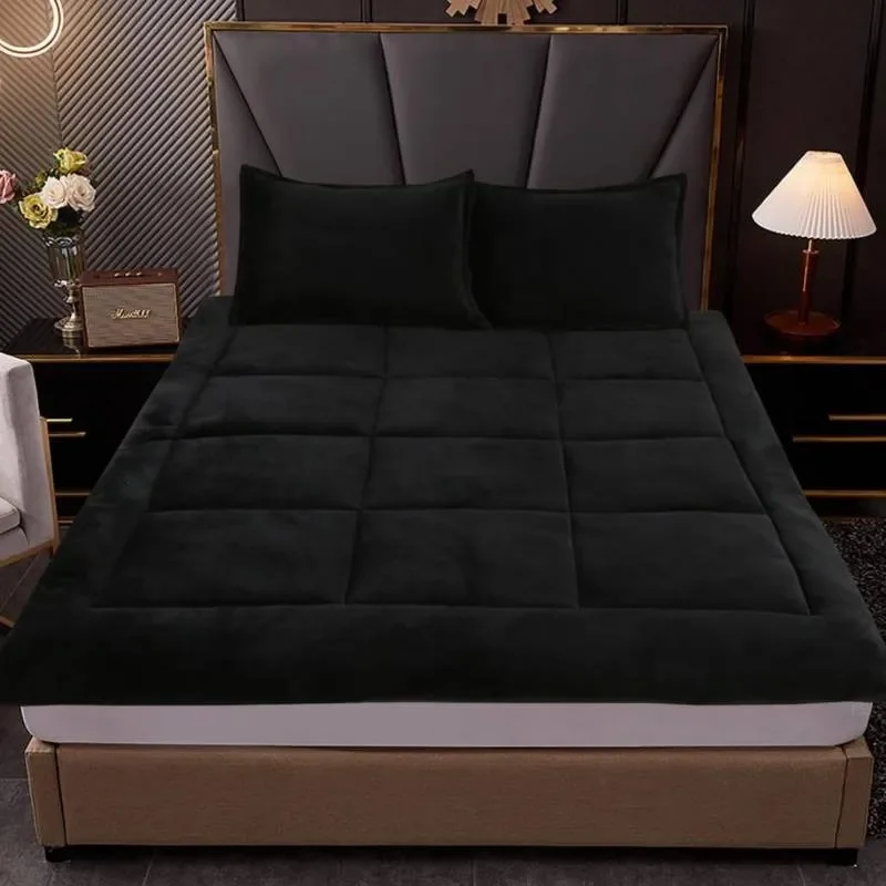 Casadeliacl - Cubre Colchon Grueso Reversible 1.5 Plaza Topper Plush Tf Negro Reversible 1.5 Plazas