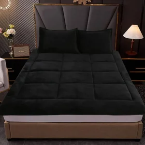 Casadeliacl - Cubre Colchon Grueso Reversible 1.5 Plaza Topper Plush Tf Negro Reversible 1.5 Plazas