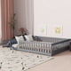 thumbnail image 2 of Queen Size Floor Bed with Fence,Door,Rubber Wood Floor Bed with Safety Guardrails,Grey, 2 of 3