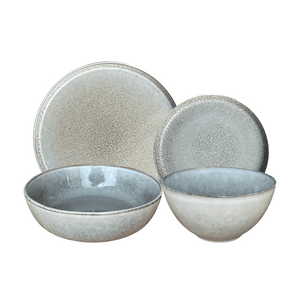 Mova - Set Vajilla 24 Piezas Cerámica Gris Linea Oslo - ( Tipo Gres )