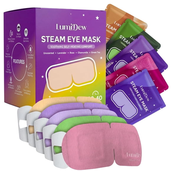 Mascarilla de vapor para ojos LumiDew - Pack de 16 unidades, variedad, auto-calentable