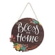 thumbnail image 5 of Señal De Corona De Bienvenida Para Puerta Delantera, Letrero Colgante Rústico Redondo, Decoración Bless Our Home, 5 of 5