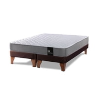 Latam Home - Cama Europea Zen Best 2 Plazas Colchon Resortes Base Dividida Pu Café