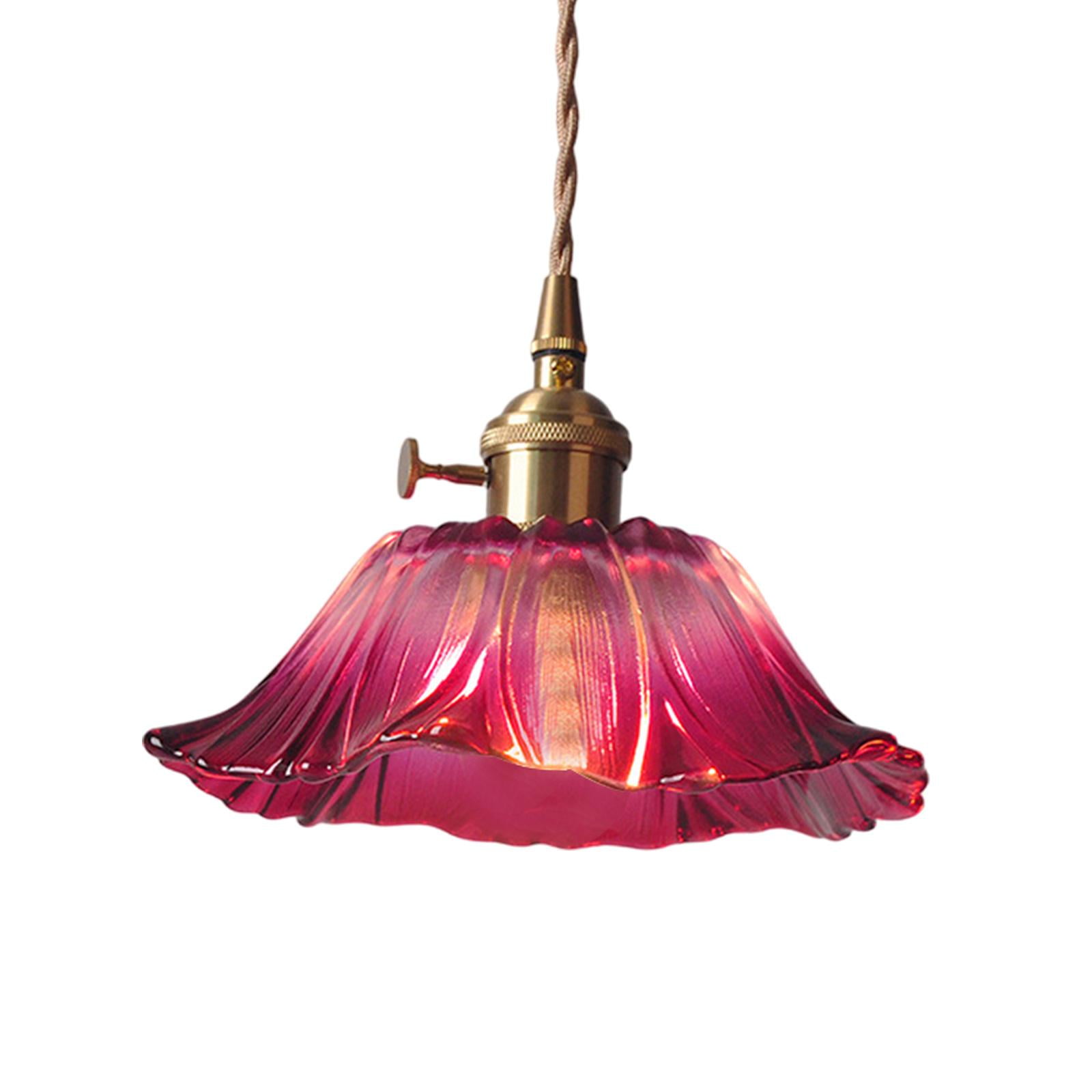 Magideal - Lámpara Colgante Flor Moderna Lámpara De Techo Ajustable Con Pantalla De Vidrio Y Diseño Elegante Adecuada Para Decoración En Restaurantes Cafeterías Violeta