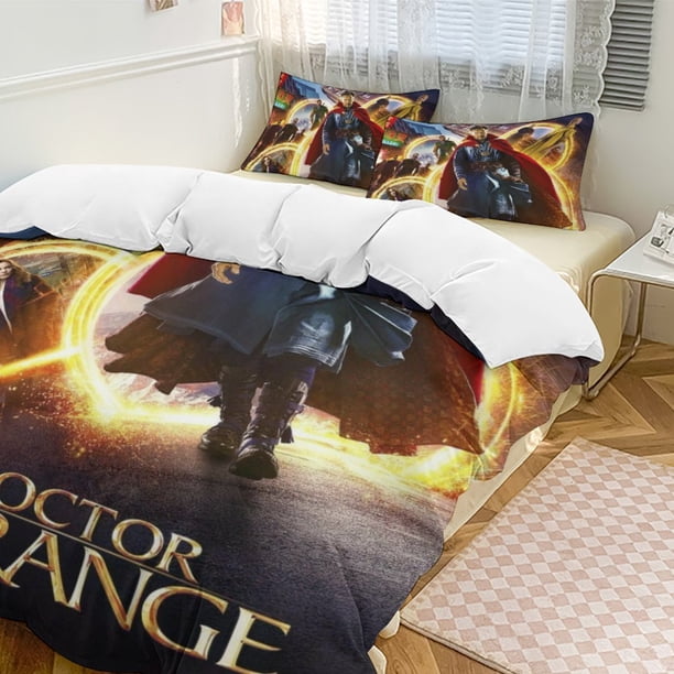 Doctor Strange Bedding Comforter Sets, 3-Piece Bedding Set Soft Warm Bed Set with 1 Duvet Cover And 2 Pillowcases for Bedroom All Season