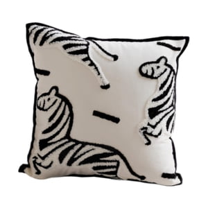 Magideal - Funda De Almohada Cuadrada, Funda De Almohada Lavable Con Diseño De Cebra, Funda De Almohada Para Cama, Interior, Sofá, Dormitorio, Decoración Del , Blanco
