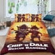 thumbnail image 2 of Chip y Dale Rescatadores Conjunto de sábanas temático, trío de piezas, cómodo y amigable con la piel, diseño único, regalo de decoración para el hogar para familiares, amigos y fans, 90 cm * 190 cm, 2 of 6