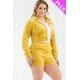 thumbnail image 2 of Conjunto De Sudadera Con Capucha Chaqueta Y Shorts De Terciopelo De Manga Larga Suaves Con Cremallera Color Mostaza (para Mujer), 2 of 5