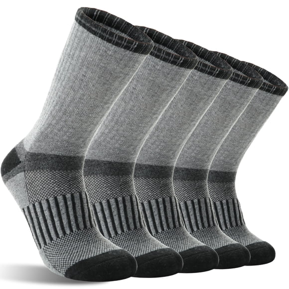 Calcetines MOGGEI de lana merino para senderismo, térmicos, 5 pares, gris, talla M