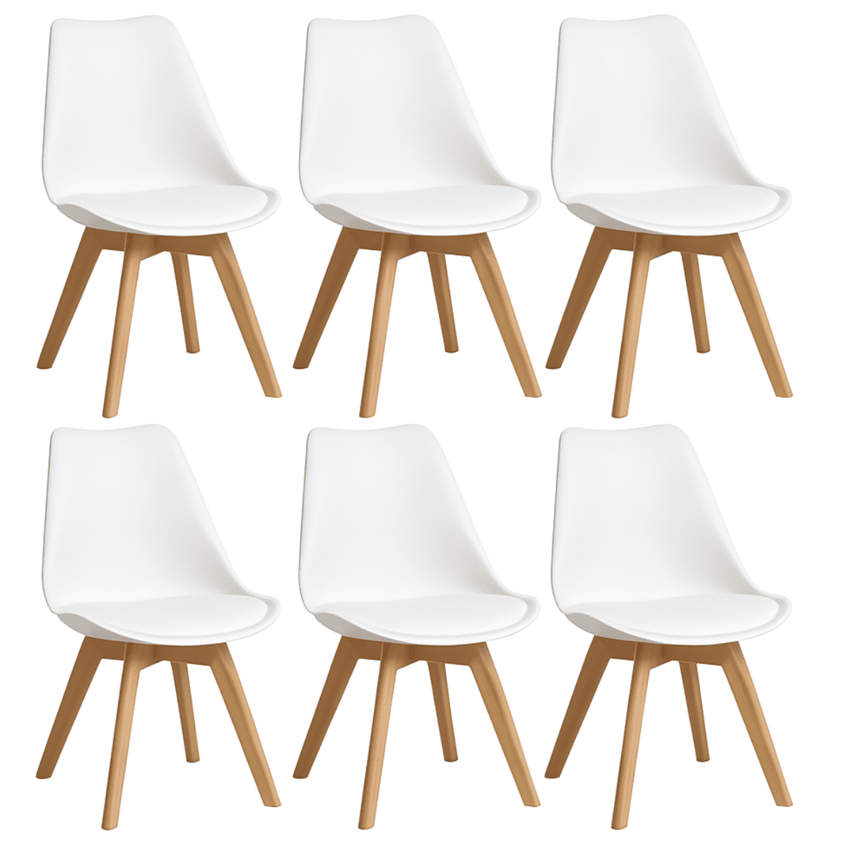 Moboi - Pack 6 Sillas Eames Acolchada Blancas