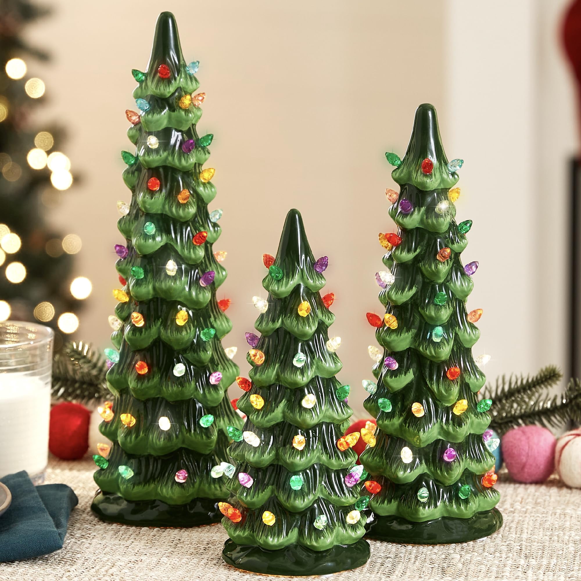 Best Choice Products - Árboles De Navidad De Cerámica Best Choice 38-53 Cm Con Luces Led