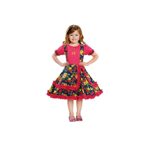 Vestido Huasa Chinita Floreado Fucsia fucsia 3-4 AÑOS