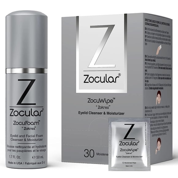 Kit de limpiador de párpados Zocular 50 ml y toallitas 30 uds