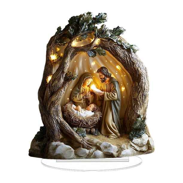 Nacimiento De Jesús En 2D, Decoración Acrílica Para Belén, Para Interiores, Festivales Y Oficinas, 16,2 X 20 Cm