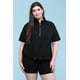 thumbnail image 1 of Saronite Sudadera Básica de Algodón con Cuello Alto y Tejido de Rizo Francés, Color Negro (Talla Grande para Mujer), 1 of 1