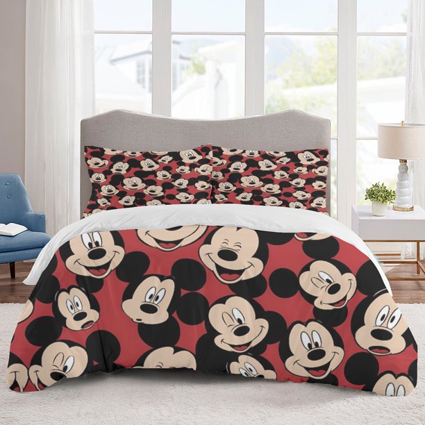 Mickey Mouse Bedding Sets Cartoon Duvet Cover Lightweight 3 Piece Bet Sets for Kids Boys Girls