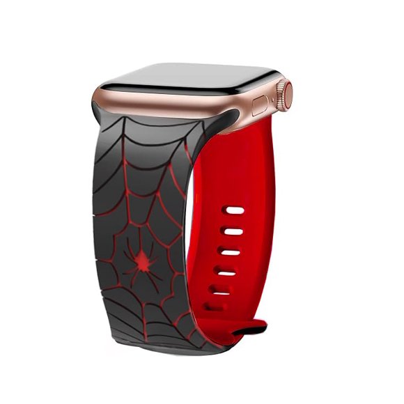 Correa para Apple Watch HUGUANGSS de silicona con telaraña negra y roja
