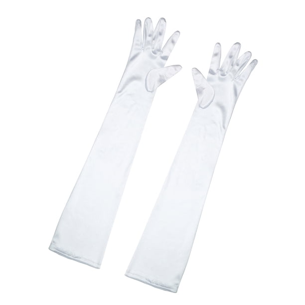 INSPIRE CHIC Guantes Largos para Mujer 1920S Fiesta de Noche Mitones de Dedo Completo Elegante Guante de Ópera Blanco Talla Única