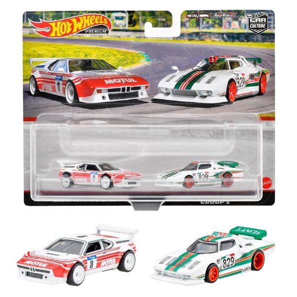 Auto de juguete de metal Hot Wheels Premium Car Culture 2 piezas BMW M1 Procar y Lancia Stratos Grup