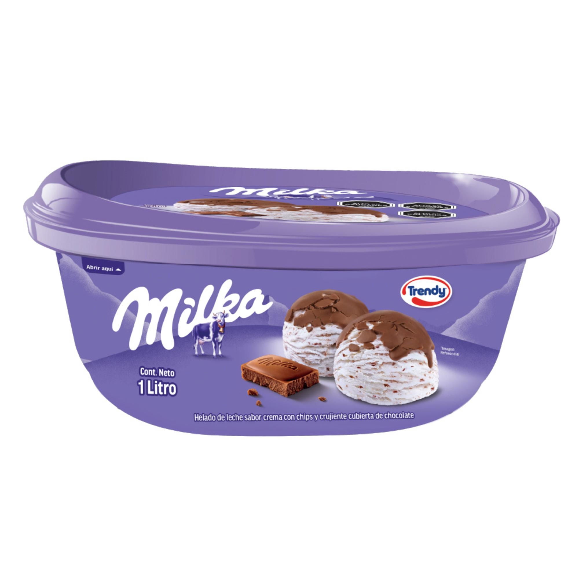 Helado De Leche Sabor Crema Chips Cubierto En Chocolate Milka Cassata 1 L Trendy