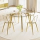 thumbnail image 2 of Modern minimalist style circular transparent tempered glass table, tempered glass tabletop, golden metal legs, suitable for kitchen, dining room, and living room, 42 "* 42" * 29.5 "1123r, 2 of 3